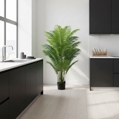 Decorațiune Palmier Areca, Plastic, 15 frunze, 150 cm, Verde