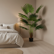 Decorațiune Palmier Livistona Evantai, 10 frunze, Plastic, 160 cm, Verde