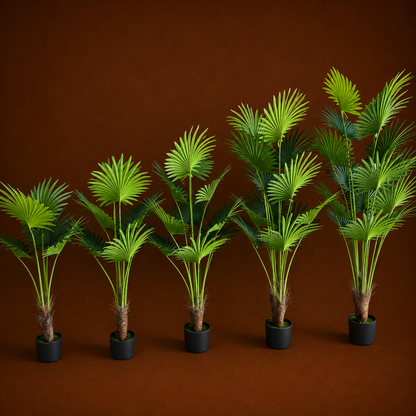 Decorațiune Palmier Livistona Evantai, 12 frunze, Plastic, 180 cm, Verde