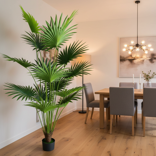 Umělá rostlina Livistona Fan Palm Type, 15 listů, 200 cm, zelená