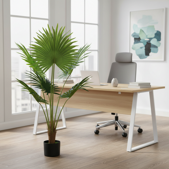 Umělá rostlina Livistona Fan Palm Type, 5 listů, 120 cm, zelená