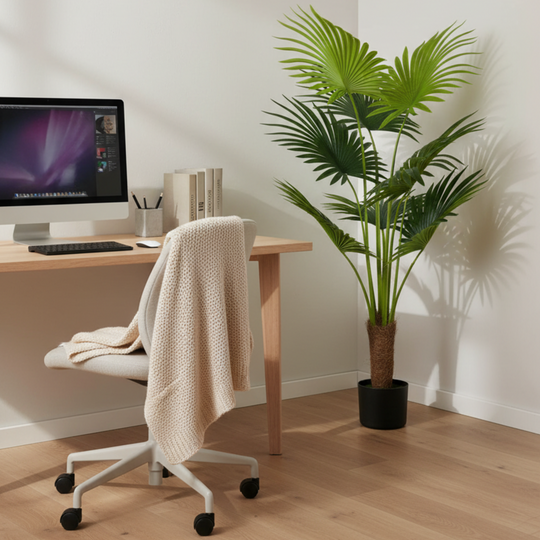 Umělá rostlina Livistona Fan Palm Type, 7 listů, 140 cm, zelená
