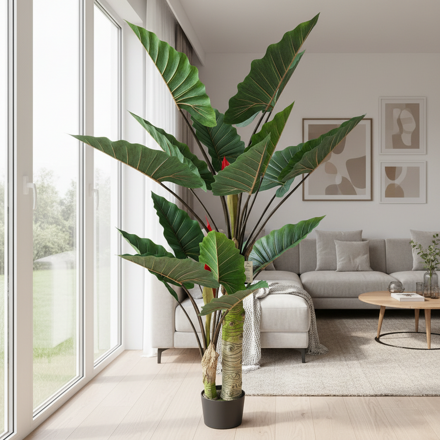 Decorațiune Strelitzia, 2 trunchiuri, Plastic, 190 cm, Verde
