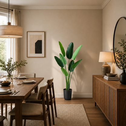 Decorațiune Strelitzia Nicolai, 150 cm, 10 frunze, Verde