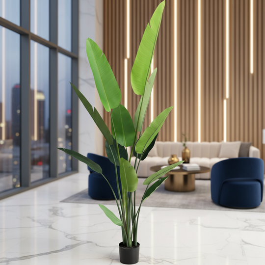 Umělá rostlina typu Strelitzia Nicolai (Bird of Paradise), 250 cm, zelená