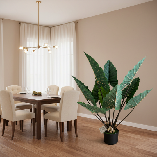 Umělá rostlina Alocasia se širokými listy, 100 cm, zelená