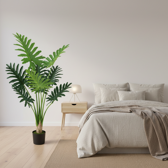 Umělá rostlina typu filodendron, 8 listů, 140 cm, zelená