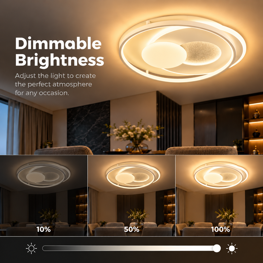 LED lustr s dálkovým ovládáním ISTARAVSHAN, Kulatý tvar, 86W, Studené/Teplé/Neutrální světlo, Stmívatelné, Bílá