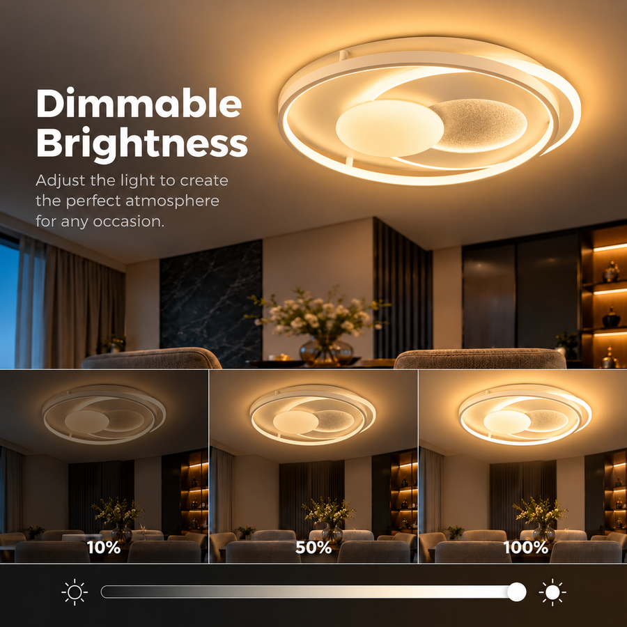 ASTERA LED lustr s dálkovým ovládáním, Oválný tvar, 85W, Studené/Teplé/Neutrální světlo, Stmívatelné, Bílá