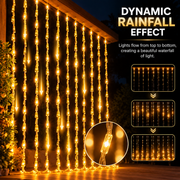 Vánoční instalace typu deště, teplé světlo, 300 x 300 cm, 320 LED