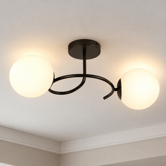 LED a křišťálový lustr ORBIT, 55cm, 2xE27, Globes, Black