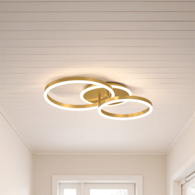 LED lustr s dálkovým ovládáním RINOVA 66W, 2 kruhy, studené/teplé/neutrální světlo, stmívatelné, lesklé zlaté