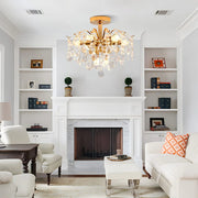 Křišťálový lustr Fiamma, 6x E14, průměr 45 cm, zlato, kov a křišťál