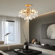 Křišťálový lustr Fiamma, 6x E14, průměr 45 cm, zlato, kov a křišťál