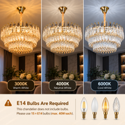 Křišťálový lustr MAJESTIC Magno 15x E14, Průměr 60cm, Lesklý zlatý, Nastavitelná výška