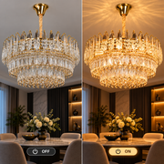 Křišťálový lustr MAJESTIC Magno 15x E14, Průměr 60cm, Lesklý zlatý, Nastavitelná výška