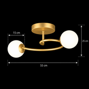 LED a křišťálový lustr ORBIT, 55cm, 2xE27, Globes, Gold
