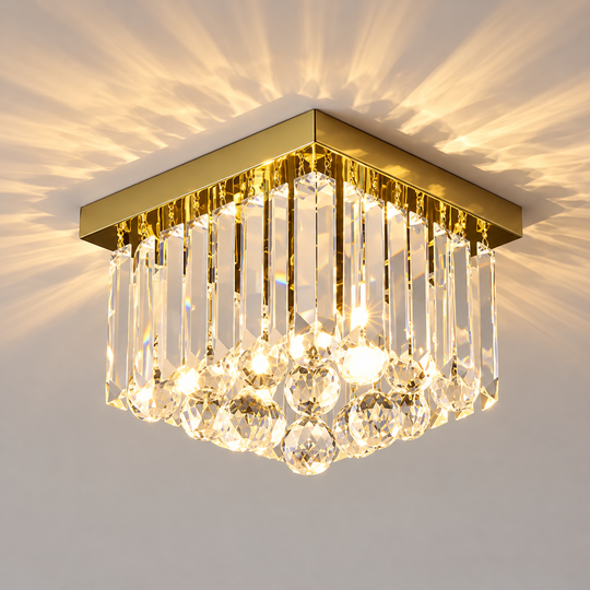 Křišťálový lustr MARTINEZ Linear Luxe, průměr 35 cm, 4x E14, lesklé zlato