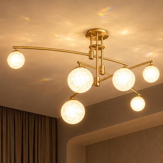 Lustr s kulatým stínidlem, PENTHOUSE Dome, 6x G9, Gold, Metal
