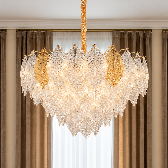 Křišťálový lustr LACE Regalis 21xE14, Průměr 80cm, Výška 49cm, Lesklý zlatý, Nastavitelná výška, Elegantní design