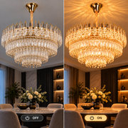 Křišťálový lustr MAJESTIC Regalis 21x E14, Průměr 80cm, Lesklý zlatý, Nastavitelná výška