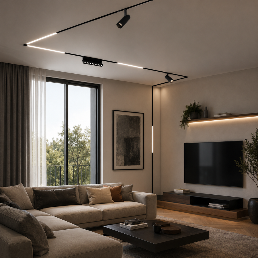 Grila LED Pentru Sina Magnetica ZARAFSHAN, 18W, Lungime 33.1cm, Lumina Neutra, Negru