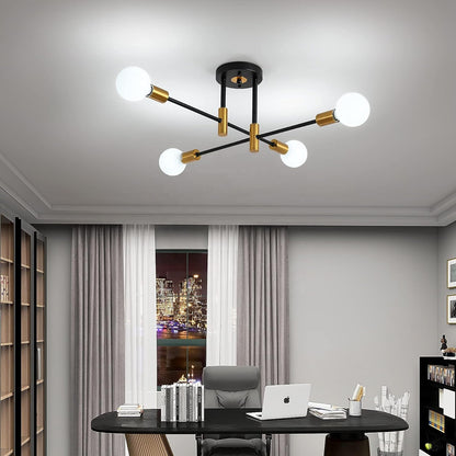 Modernistické chtíče pohan, 4x E27, černé a zlaté, moderní design