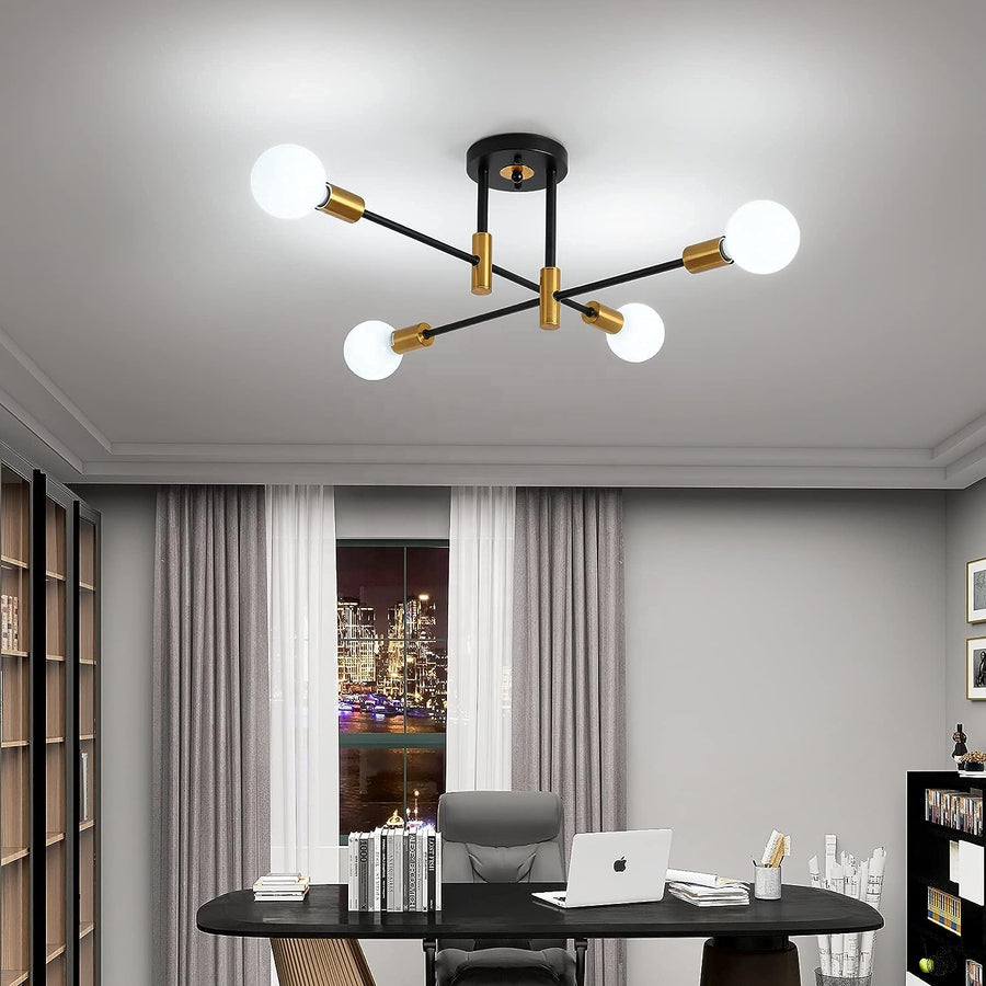 Modernistické chtíče pohan, 4x E27, černé a zlaté, moderní design