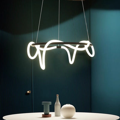 DIVINO LED lustr černý 91W s flexibilní silikonovou trubicí, průměr 60cm - Nastavitelné světlo 3000K/4000K/6000K