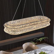 LED lustr s dálkovým ovládáním, LLC160/750X350CH, křišťál a kov, 71W, stmívatelný, nastavitelná výška, studené/teplé/neutrální světlo, luxusní osvětlení