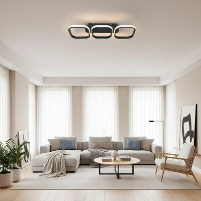 LED lustr VERTEX 34W, 3 čtvercové, lineární, studené/teplé/neutrální světlo, černý