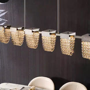 LED lustr LLC130/1CH, Křišťál a kov, 31W, 1 kruh, Stmívatelný, Nastavitelná výška, Studené/Teplé/Neutrální světlo, Luxusní osvětlení