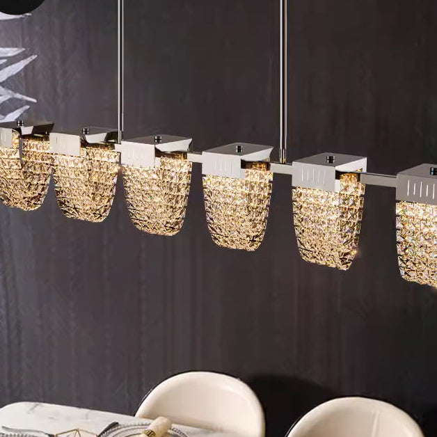 LED lustr LLC130/1CH, Křišťál a kov, 31W, 1 kruh, Stmívatelný, Nastavitelná výška, Studené/Teplé/Neutrální světlo, Luxusní osvětlení