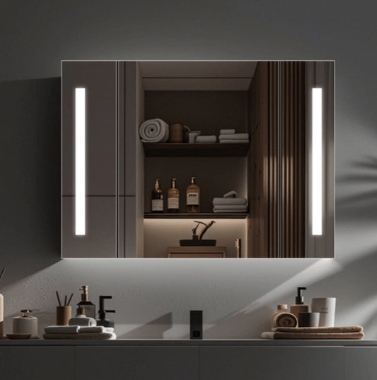 Theresa Wardrobe s LED zrcadlem DBP125 100x70 šedá