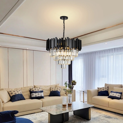 Crystal Chandier Blois Eleganza 8XE27, průměr 49 cm, černá, nastavitelná výška