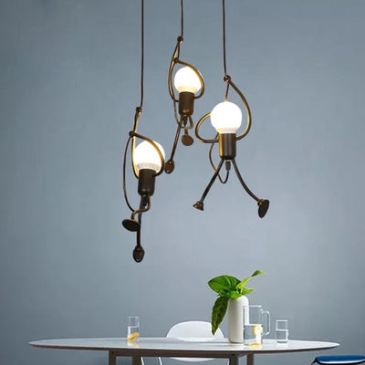 MODERNÍ Lustr, Kyvadlový typ, FANTASIA, Figurka, 3xE27, Nastavitelná výška, Černá