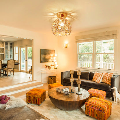 Lustr Vera, 1*E27, zlato, kov a křišťál