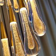 Závěsný křišťálový LED lustr, 60W Iustinian, Průměr 60cm, Nastavitelná výška, Zlato, Kov a Křišťál