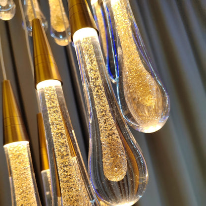 Závěsný křišťálový LED lustr, 60W Iustinian, Průměr 60cm, Nastavitelná výška, Zlato, Kov a Křišťál