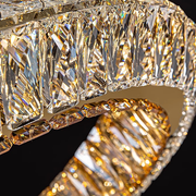 LED lustr LLC130/1CH, Křišťál a kov, 31W, 1 kruh, Stmívatelný, Nastavitelná výška, Studené/Teplé/Neutrální světlo, Luxusní osvětlení