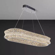 LED lustr s dálkovým ovládáním, LLC160/750X350CH, křišťál a kov, 71W, stmívatelný, nastavitelná výška, studené/teplé/neutrální světlo, luxusní osvětlení