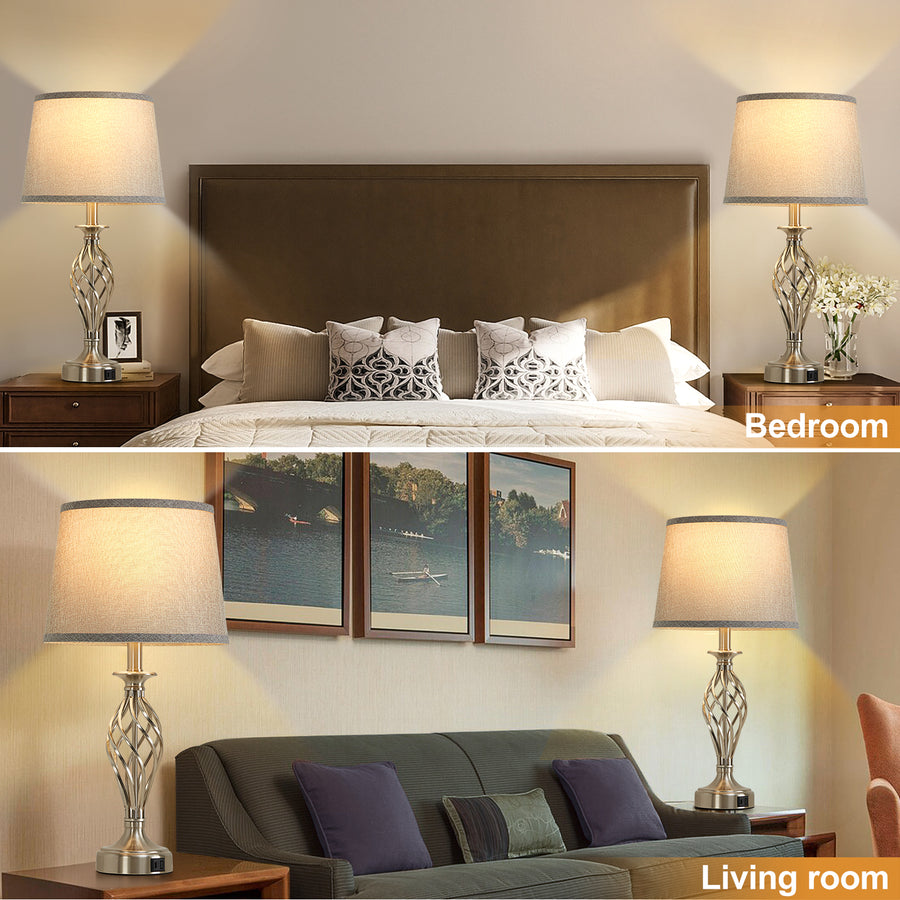 Veioza VZ212WH, 1x E27, kov a textil, bílá a zlatá