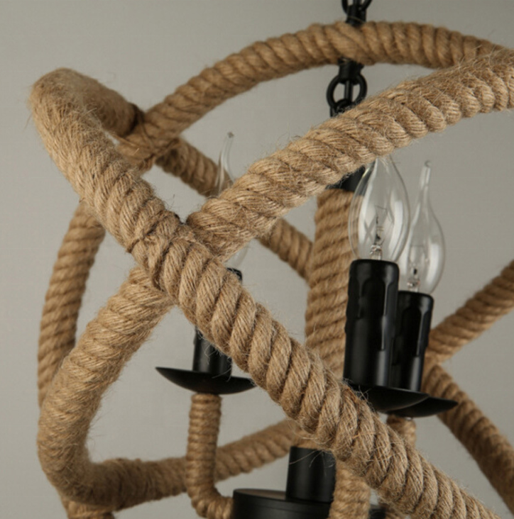 Vintage lustr LV585/4BK, 4xE14, Rustikální stodola, Struna a kov, 30 cm, Černá