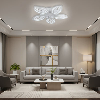 LED lustr s dálkovým ovládáním ORCHID 66W, 5 okvětních lístků, Studené/Teplé/Neutrální světlo, Stmívatelné, Bílá