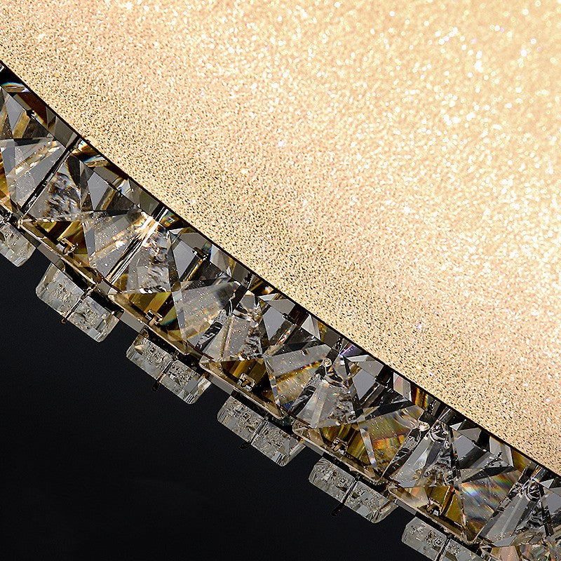 LED lustr s dálkovým ovládáním a krystalem LLC152/500CH 59W, 50cm, Kruh, Studené/Teplé/Neutrální světlo, Stmívatelné, Zlatá