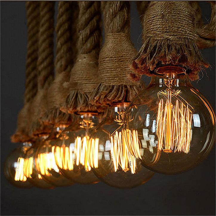 Vintage lustr LV102/150X120, 2xE27, Rustikální, Struna a kov, 150 cm, Černá podpěra