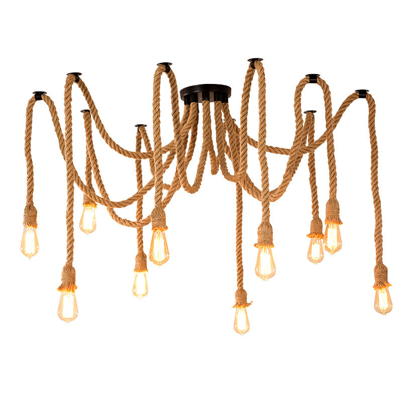 Vintage Lustr LV120/10BK, 10xE27, Rustikální, Struna a kov, 2x100cm, Černá Podpora Vintage Lustry Výchozí název Alessandro Design