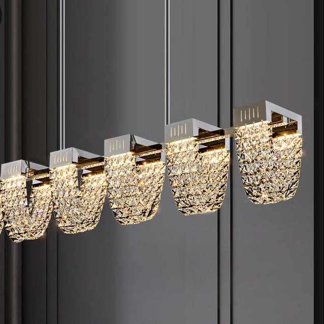 LED lustr LLC130/1CH, Křišťál a kov, 31W, 1 kruh, Stmívatelný, Nastavitelná výška, Studené/Teplé/Neutrální světlo, Luxusní osvětlení