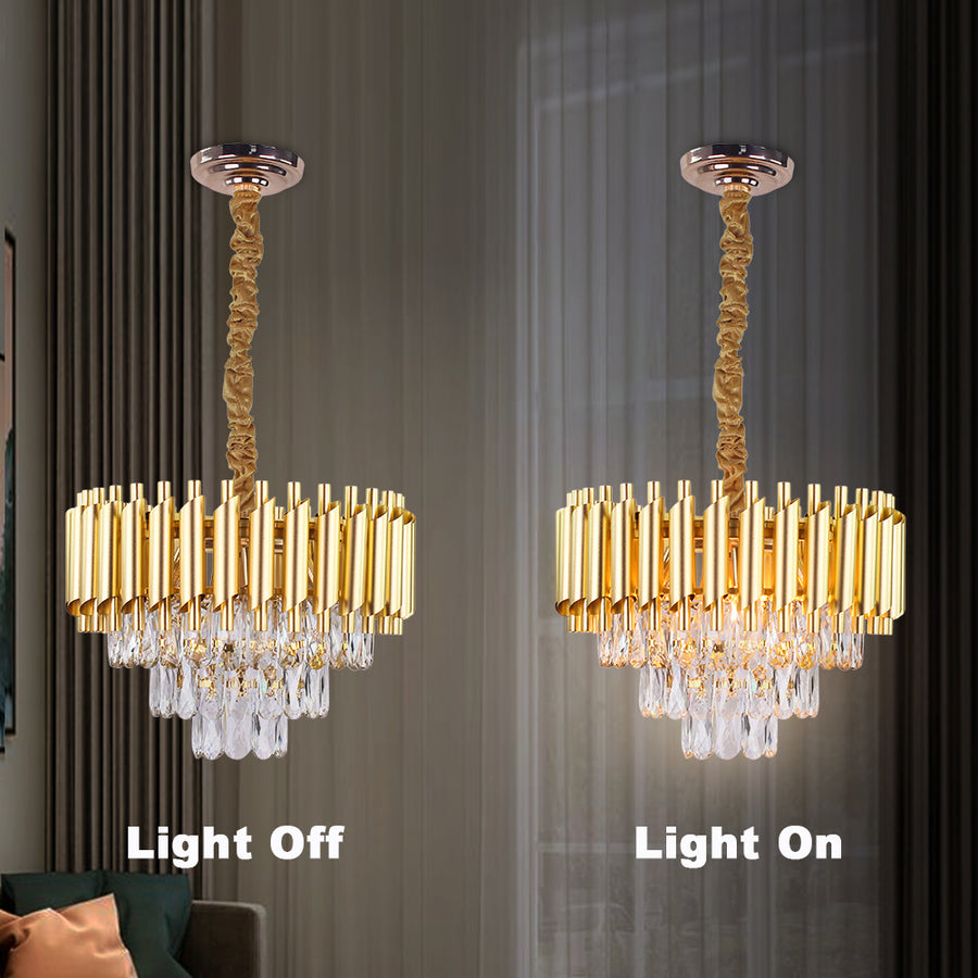 Křišťálový lustr VERSAILLES Petito 3xE14, průměr 30cm, zlatý, nastavitelná výška, kov a křišťál