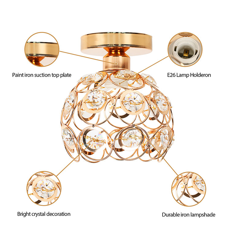 Lustr Vera, 1*E27, zlato, kov a křišťál